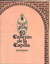 1982 EL CALLEJON DE LA CAPILLA vintage restaurant menu SAN JUAN, PUERTO RICO picture