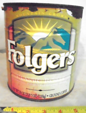 Vintage Folgers Metal Coffee Can 39 oz. Classic Roast gold & yellow picture