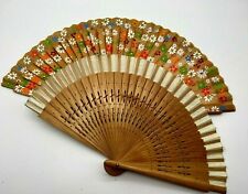 Two Luxurious Vintage Wooden Bamboo Hand Held Folding Fans from around the World picture