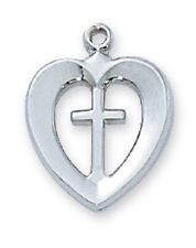 HEART AND CROSS STERLING SILVER NECKLACE WITH A 18 INCH CHAIN picture
