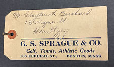 1925 G.S. Sprague Golf Tennis Athletic Goods Boston Receipt Tag American Railway picture