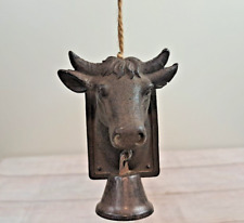 Vintage Small Resin Bull Door Bell Country Rustic Hanging Christmas Ornament picture