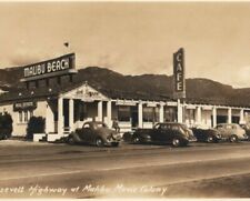 c.1940s Malibu Movie Colony Beach Art Jones Realty Cafe Roosevelt Hwy CA RPPC picture