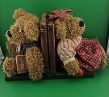 Girl & Boy Plush Teddy Bear Wood Bookends 