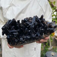7.6lb Large Natural Black Smoky Quartz Crystal Cluster Rough Mineral Specimen picture