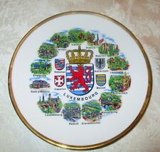 Collectors Luxembourg Souvenir Plate Cities,  Crests & Castle Gold Edge Vtg picture