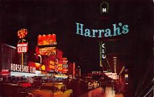 Harrah's Club Hotel Casino Reno Nevada Neon Advertising Signs Vtg Postcard B10 picture