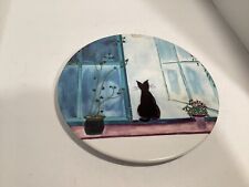 Vintage Italian Mebel Black Cat in Window Catherine Piret Trivet Tray Melamine picture