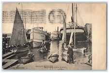 1908 Dock Scene Boyne City Michigan MI, Steamer Ship Sailing Boat Postcard picture