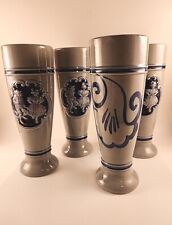 Vintage Blue Gray Staffel Stoneware Beer Stein Goblet West Germany Set Of Four picture