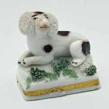 Antique Chelsea Porcelain Staffordshire Miniature Confetti Spaniel Dog Anchor picture