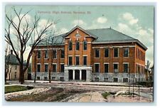 1910 Township High School, Savanna Illinois IL Antique Postcard picture