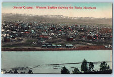 Greater Calgary Canada Postcard Western Section Showing Rocky Mountains c1910 picture