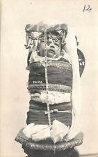 Antique 1923 RPPC Blackfoot Indian Child in Papoose Postcard picture