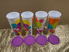 New Beautiful Set of 4 Tupperware 16oz Tumblers with lids in Flower Theme Colors picture