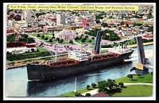 Port Arthur TX Postcard Deep Water Channel Business Section Posted 1953 pc221 picture