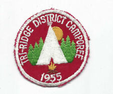 1955 Tri-Ridge District Camporee white border red twill patch [V456] picture