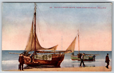 c1910s Dutch Fishing Boats Near Scheveningen Holland Antique Postcard picture