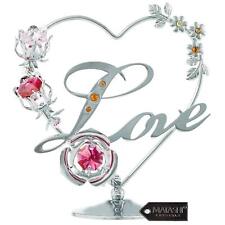 Chrome Plated Silver Love Table Top Ornament with Red and Pink Crystals picture