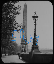 LONDON CLEOPATRAS NEEDLE C1890 VICTORIAN Magic Lantern Slide PHOTOGRAPH picture