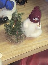 Wooly Snowman (set of 2) Handmade Figurines Made In Minnesota picture