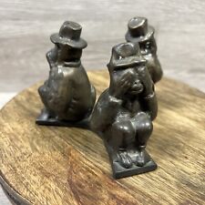 Vintage Three Wise Monkeys See Hear Speak No Evil Bronze / Iron Sculpture picture