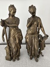 Pair of Cast Spelter Bronze ‘Allegory of Music & Poetry’ Figures - 15” Tall picture