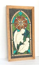 Vintage Crushed Gravel Pebble Glass Framed Wall Art Religious picture