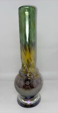 12 In Vintage Thick Soft Glass Tobacco Water Pipe Bong Ice Pinch W/Bowl & Stem picture