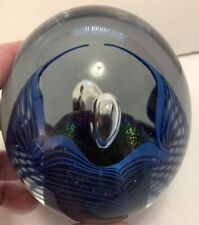 Large Robert Eickholt Signed 1997 Dichroic Pulled Feather Bubbles Paperweight picture