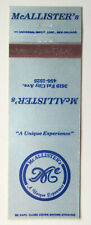 McAllister's - Metairie, Louisiana Club Restaurant 20 Strike Matchbook Cover picture