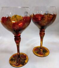 Set Of Two New Monarch Crystal Monaco Hand Painted  Wine Glasses - Vivid Colors picture