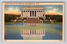 Washington DC- Lincoln Memorial And Reflecting Pool, Antique, Vintage Postcard picture