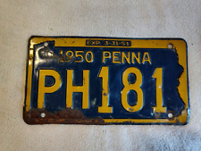 1950 Pennsylvania  state issued license plate,  expired condition picture