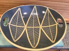 Vtg Sweden Gabriel Keramik Delta  Shallow Bowl with Cut out Handles, Leaf Design picture