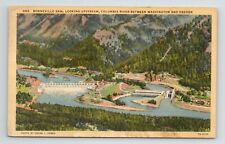 Bonneville Dam Power Plant Aerial View Columbia River Oregon VTG OR Postcard picture