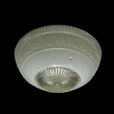 VINTAGE CEILING LIGHT LAMP SHADE GLOBE 3 Hole White Floral Frosted Glass #59 picture