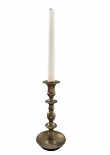 Antique Victorian 8.5” Solid Unpolished Brass Heavy Candlestick Candle Holder W picture