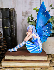Ebros Amy Brown Pretty Blue Moon Scholar Book Muse Fairy Statue 6.5