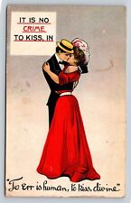 c1914 No Crime To Kiss, Kissing Is Devine, Mentions BBall Game ANTIQUE Postcard picture
