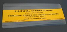 International Telephone & Telegraph ITT Bookmark Nomograph Straightedge Radio Ad picture