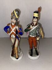 Pair of Antique Chelsea Porcelain Military Figurines  9” & 9 1/4