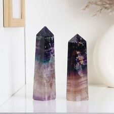 5Pcs Set Large Multi Fluorite Crystal Tower 4 Faceted Obelisk Point Crystal Gift picture