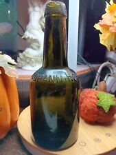 Antique  old Pre-1900 Johann Hoff Blob Top Squat Dark Green Beer Bottle picture