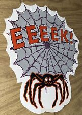 Vintage Spider w/ Web EEEEK Halloween Die Cut Decoration Cardstock USED picture