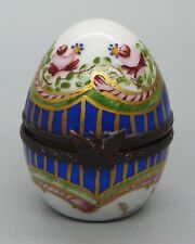 Vintage Limoges Peint a la Main -Hand painted Egg Trinket Box W/ Butterfly Clasp picture