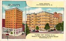 Vintage Postcard - 1946 Clarke Hotels Washington DC Dry (no alchohol) Linen Post picture
