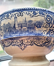 Antique JULES VIEILLARD BORDEAUX Blue and White Enamel Moustiers Dish Bowl picture