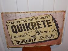 Vintage Quikrete Packaged Cement Embossed Metal Sign picture