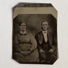 Antique Tintype Copy Of A Tintype Board & Nail Odd Mature Couple Man & Woman picture